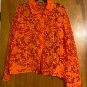 Orange lace bomber style jacket